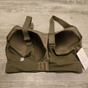 Olive green high impact sports bra.